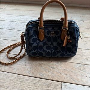 Coach Navy and Tan Crossbody Bag